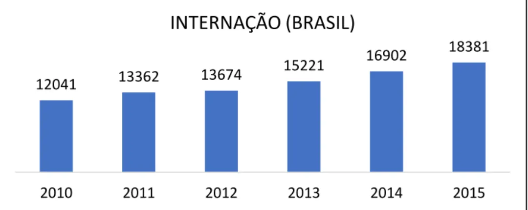 Gráfico 1. Número de internações no Brasil (2010 a 2015).  