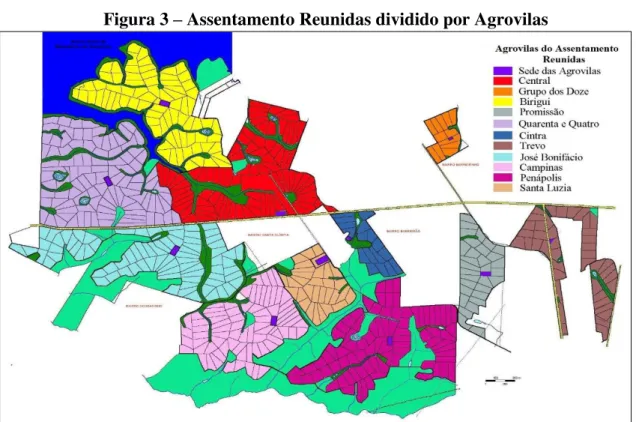 Figura 3 – Assentamento Reunidas dividido por Agrovilas 