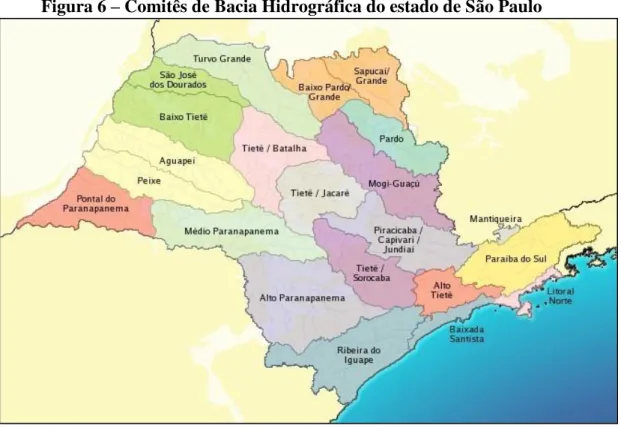 Figura 6 – Comitês de Bacia Hidrográfica do estado de São Paulo 