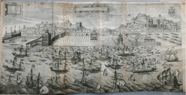 Fig. 6. “Landing of King Philip II of Spain in 1619,” in João Baptista Lavanha, Viagem da Catholica Real  Majestade de Filipe II