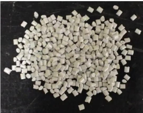 Figura 3: Fotografia do HIPS reciclado no formato de pellets sem presença de  argilas