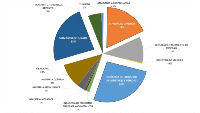 Figura  1.4.  Participação  percentual  de  cada  tipo  de  empreendimento  no  total  de  Estudos  de  Impacto  Ambiental submetidos no Estado de São Paulo à Companhia Ambiental do Estado de São Paulo, entre os  anos de 2000 e 2015