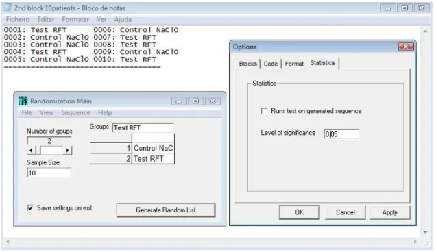 Figure 17: Second block of 10 patients. Sequence provided by the random allocation software
