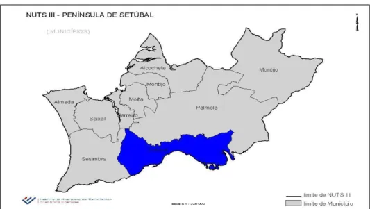 Figura 2 – MAPA DA PENÍNSULA DE SETÚBAL, NUTS III 