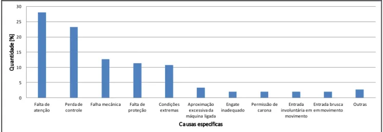 Figura 1. Causas específicas de acidentes mais citadas (most cited specific causes of accidents)