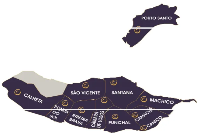 Figura 2 - Núcleos do Conservatório no arquipélago da Madeira 