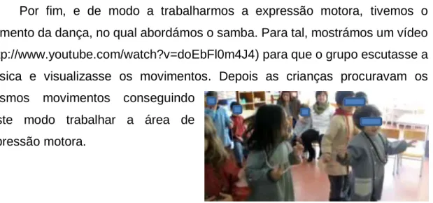 Figura 15 – Crianças a imitar os movimentos  efetuados pelas bailarinas de samba
