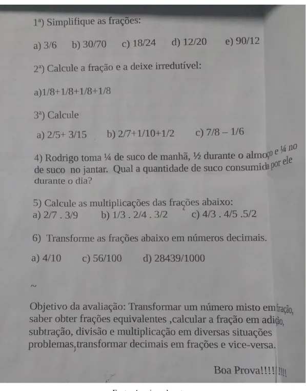 Figura 6.9: Prova elaborada pela professora Marcela 