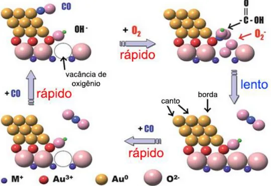 Figura 12 - Mecanismo reacional para a PROX-CO com nanopartículas de Au por M. Haruta 