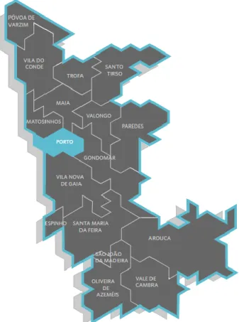 Figura 19 - Área Metropolitana do Porto  Fonte: Área Metropolitana do Porto, (2018) 