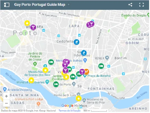 Mapa 4 - Mapa do Porto Gay  Fonte: Queer in the World (2018) 