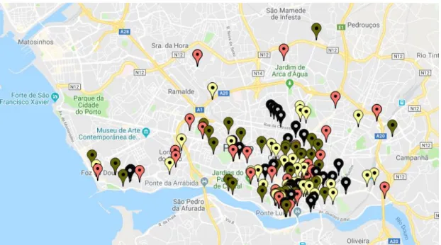 Mapa 1 - Distribuição geográfica das respostas obtidas - I Fase  Fonte: Elaboração própria, a partir de zeemaps.com (2018) 