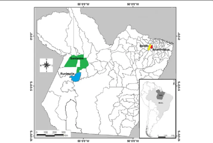 Figure 1 Study areas in Pará state, northern Brazil.