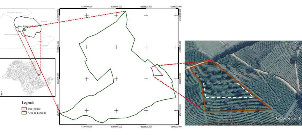 Figura 1 – Esquema ilustrativo da localização da área de estudo (Google Earth, 2015).