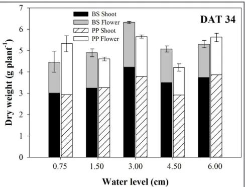 Figure 5. Total and partial (vegetative and reproductive part separately) dry weight of salvia 