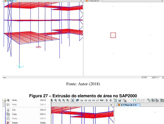 Figura 26  –  Elemento de área no SAP2000 na base dos pilares 