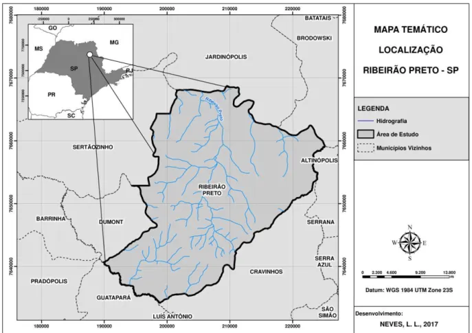Figura 15. Mapa temático de localização do município de Ribeirão Preto – SP. 