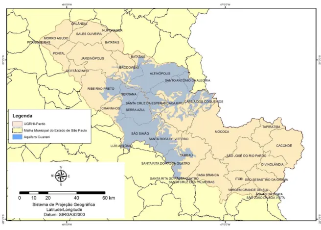 Figura 4  –  Área de afloramento do SAG na UGRHI-04 (Pardo), no estado de São Paulo.  
