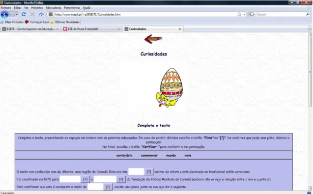 Figura 7 – Site: Exercício de completar o texto 