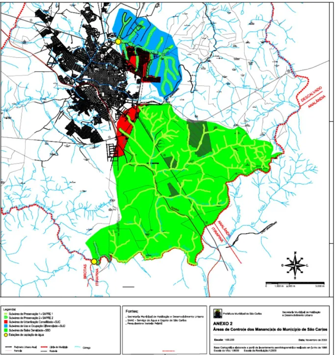 Figura 19- Mapa de localização da área de estudo (BHRF-SC) pertencente ao município de São Carlos 