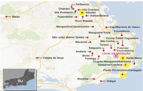 FIGURA 04 - Mapa referente às favelas que abrangem o estudo 