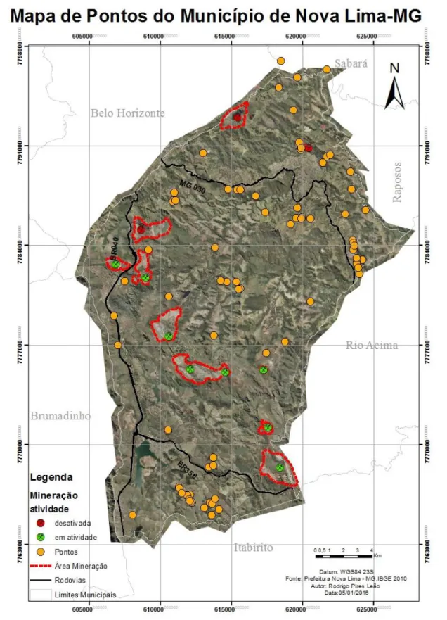 Figura 3.2 – Mapa de pontos do Município de Nova Lima - MG 
