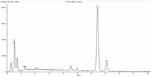 Figura 5.20: Espectro de raios X da fase clara da partícula apresentada na Figura 5.18