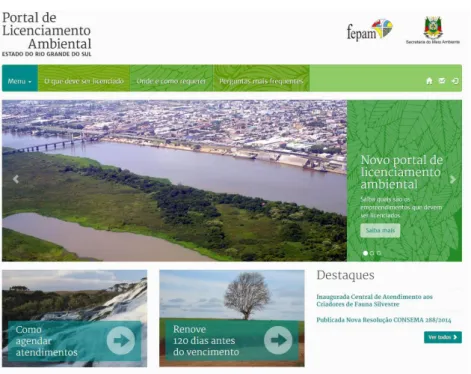 Figura 5 – Tela inicial do portal do Licenciamento Ambiental da FEPAM (Rio  Grande do Sul) 