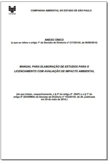 Figura 7 – Capa do Manual de Estudos Ambientais da CETESB (São Paulo) 