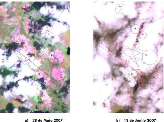 Figura 4.2: Imagens RGB dos dias 28 de Maio e 13 de Junho de 2007, eliminadas do estudo pela  presença de nebulosidade acentuada 