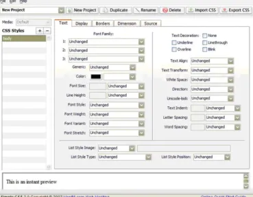 Fig. 6. Main screen of Simple CSS.