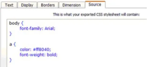Fig. 5. The ‘Source’ tab in Simple CSS.