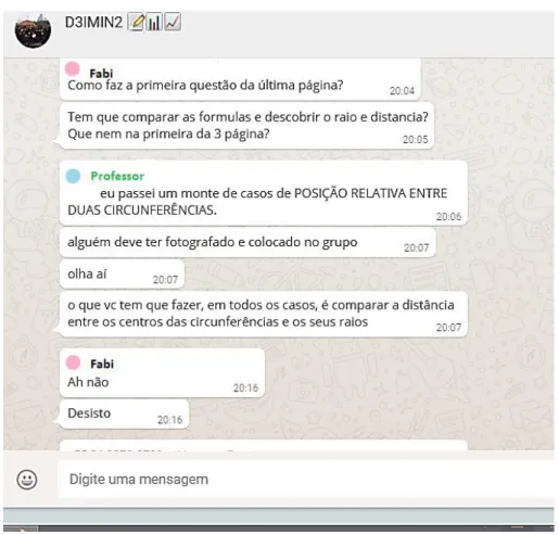 Figura 8:Exemplo de postagem retirado do grupo do WhatsApp do 3º ano 