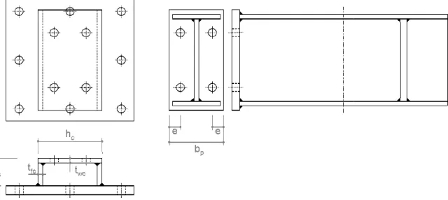 Fig. 1: Esquema do perfil em U e da viga de aplicação do carregamento O comportamento do perfil em U invertido soldado é 