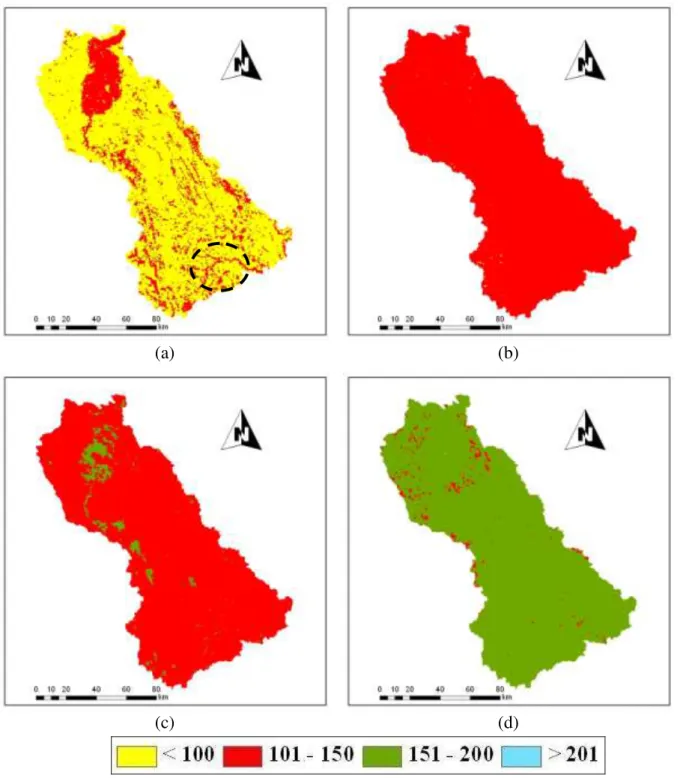 FIGURE 4. Average net radiation in a period of 24 hours (W.m -2 ) for July 14 th  (a), August 13 th  (b),  September 16 th  (c) and October 16 th  (d), 2007