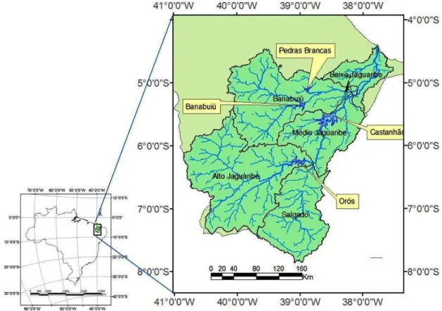 FIGURE 1. Location of the hydrographic basin of the Jaguaribe River. 