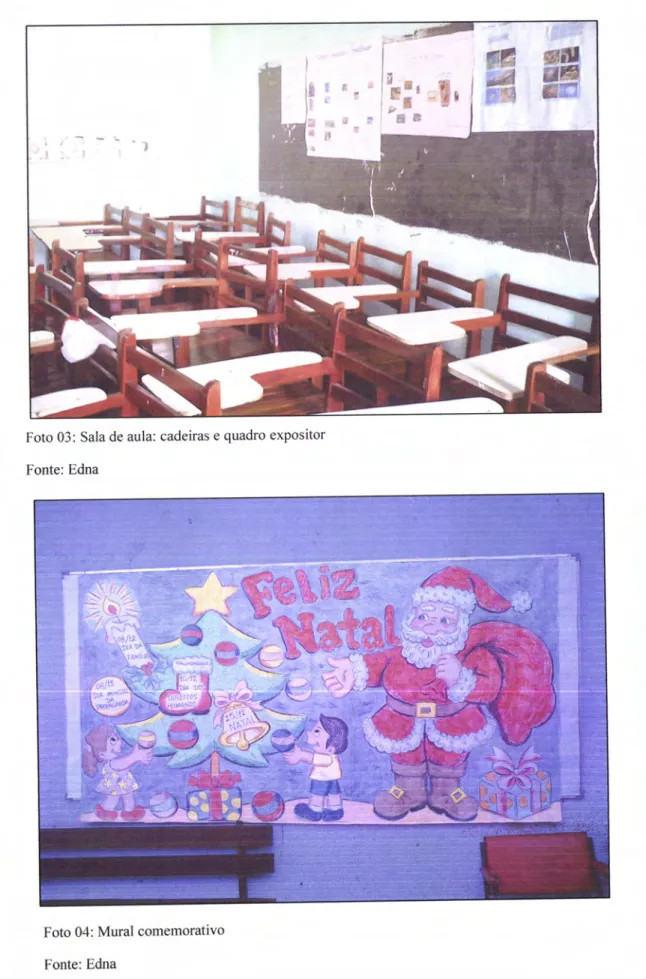 Foto 03:  Sala  de aula:  cadeiras  e quadro  expositor Fonte:  Edna