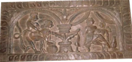 Figura 7 – Um dos painéis em madeira com gravuras do Kamasutra 