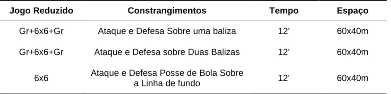 Figura 1. Representação Esquemática dos Jogos Reduzidos Aplicados 