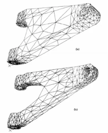 Figura 3 - Exemplo de corpos minerais gerado por meio de métodos diferentes de  triangulação (Extraído de Ferreira, 2006)