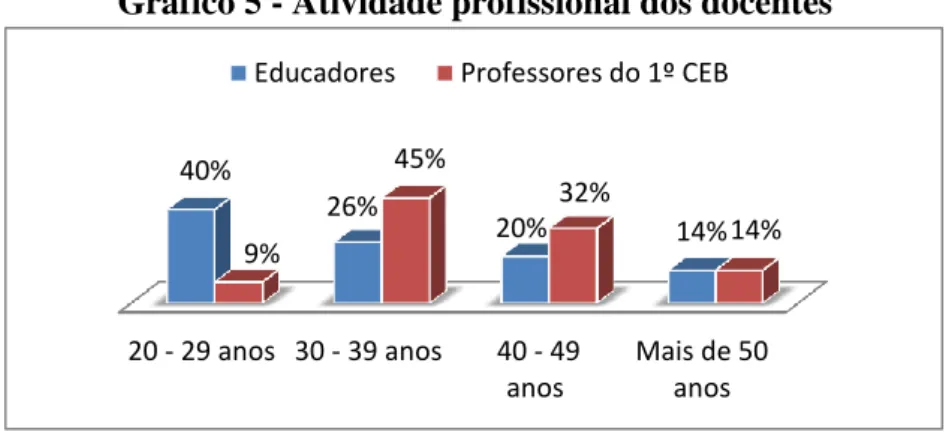Gráfico 5 - Atividade profissional dos docentes 