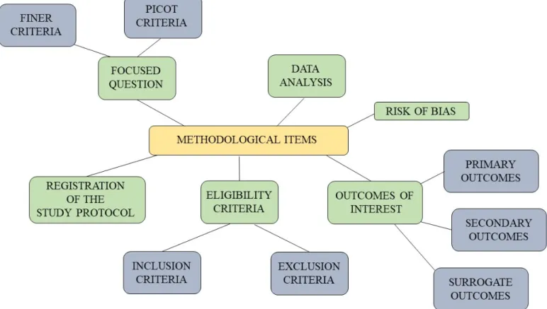 Figure 1. Summary of methodological items to be addressed on a randomized clinical trial.