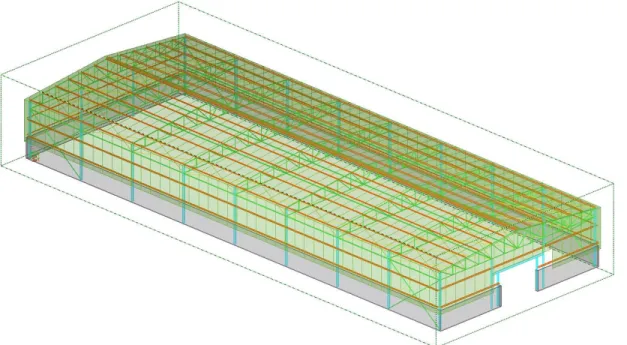 Figura 1.2 - Esquema geral do arranjo estrutural de um galpão industrial de vão simples 