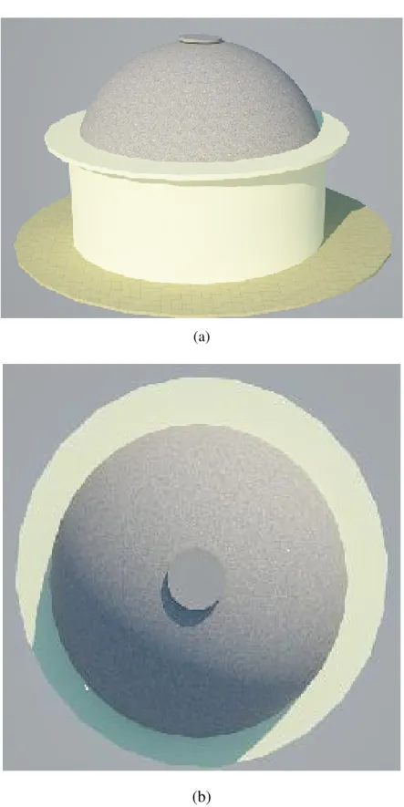 Figura  2.9  -  Coberturas  denominadas  cúpula  ou  domo  é  uma  abóbada  semi-esférica  ou  esteróide: (a) elevação e (b) planta