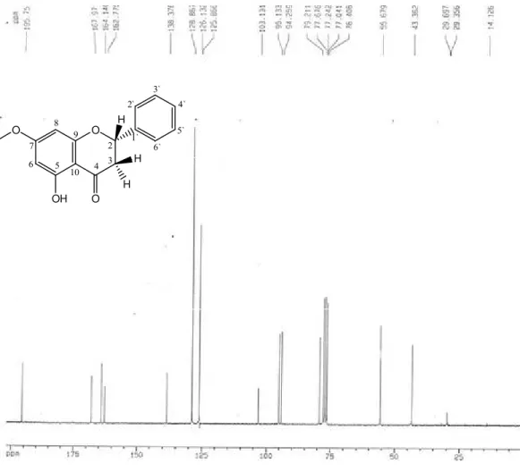 Figura 13 – Espectro de RMN de  13 C de LS2-3-A (CDCl 3 , 100MHz)OOHOOHHH24365789101`2`3`4`5`6`
