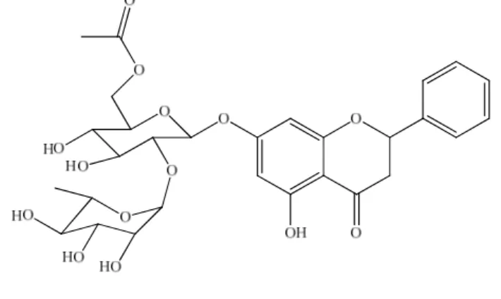 Figura 1-9. Flavanona pinocembrin-7-O-(-D) neohesperidosídeo. 