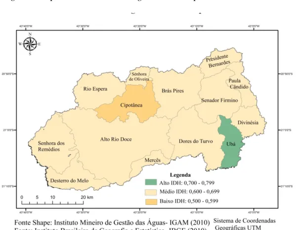 Figura 11: Mapa do IDMH da bacia hidrográfica do Rio Xopotó 