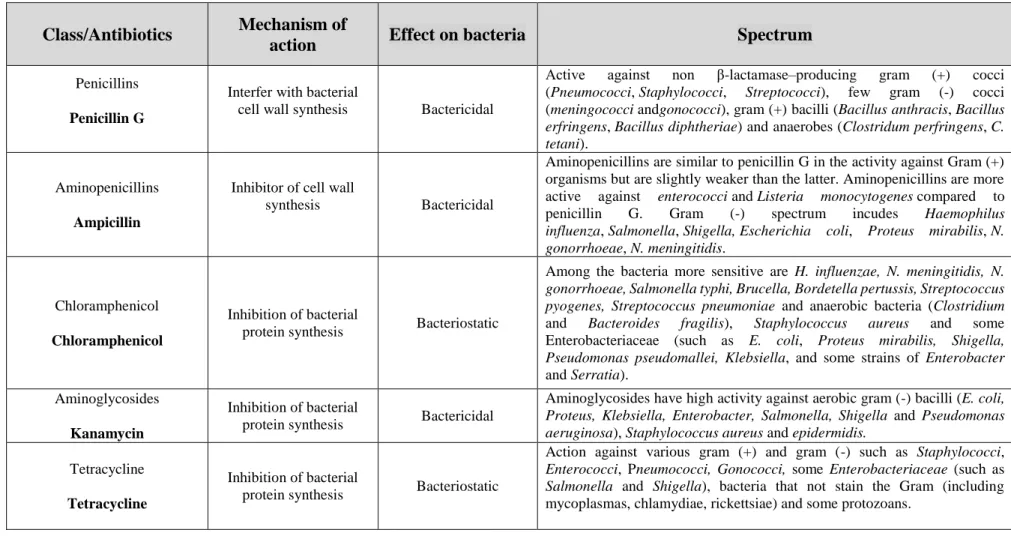 Table 5 – Some of antibiotics used to treat bacterial infections by Staphylococcus aureus (EUCAST- European Committee on Antimicrobial Susceptibility Testing  2016) [99]
