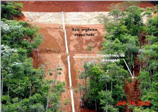 Figura 2.2: Área degradada da mina Piçarrão após reconformação topográfica e implantação  de sistemas de drenagem (Jordy Filho, 2008)