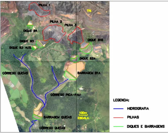 Figura 3.10: Hidrografia local da área em estudo (modificado de MMX, 2009).  